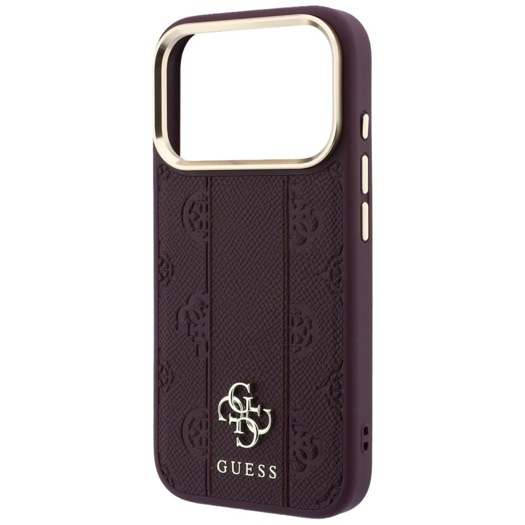 Guess Stripe Peony 4G Logo MagSafe -kuori iPhone 18 Pro Max:lle - Burgundi