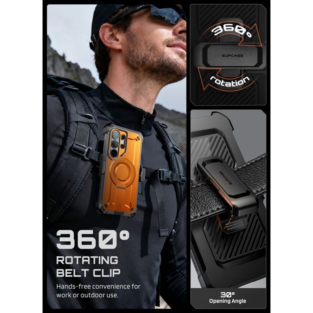 Supcase Unicorn Beetle Pro MagSafe Kuori Samsung Galaxy S26 Ultra - Musta/Oranssi