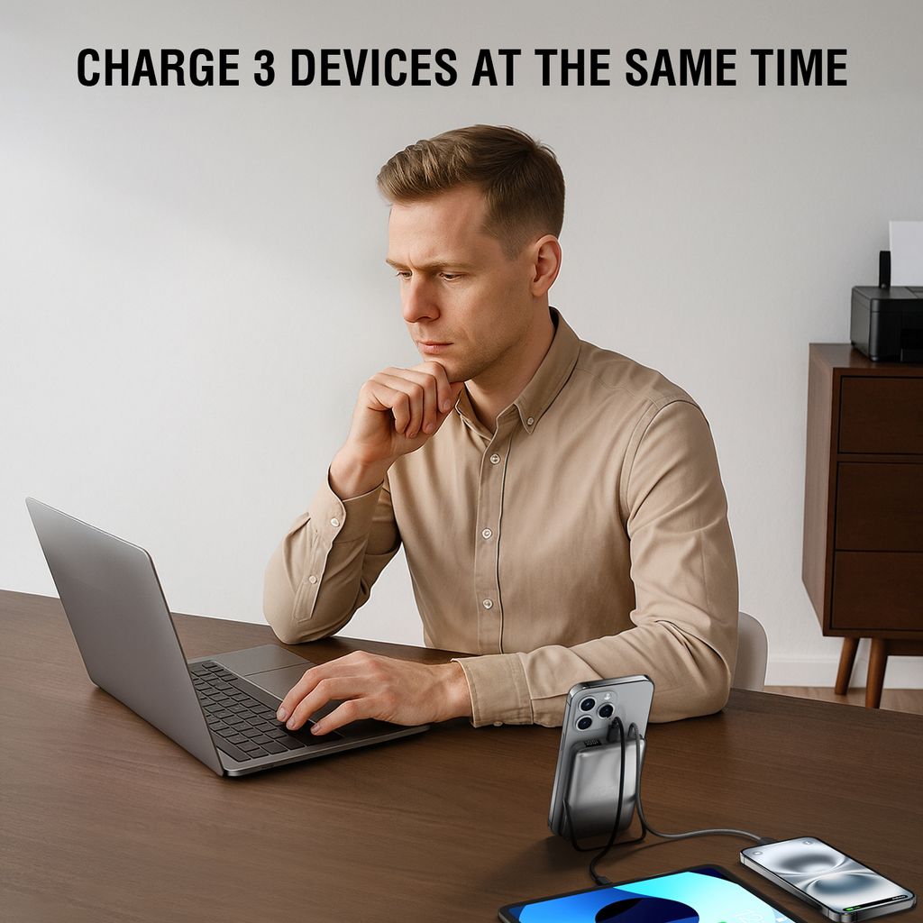 4smarts Trådlös Powerbank Enterprise Pocket 10000 mAh 22.5W – Rymdgrå