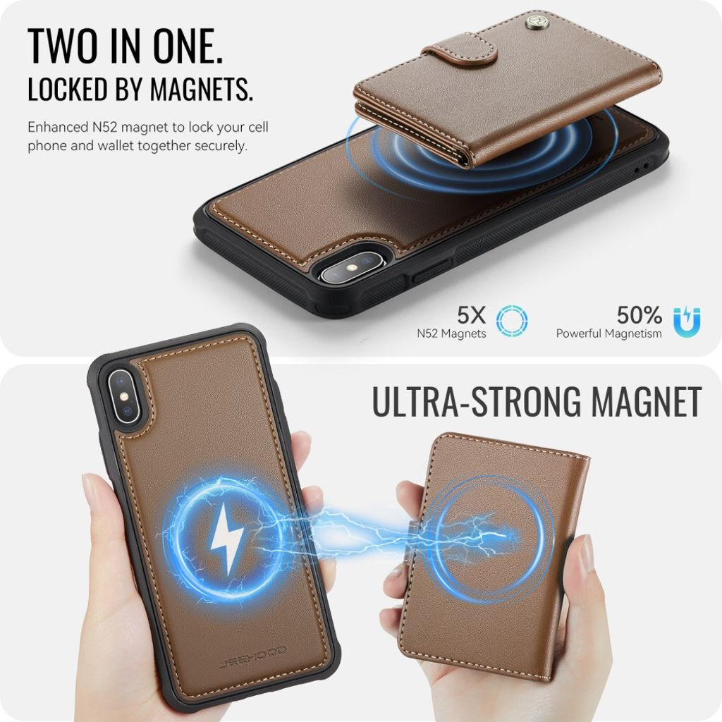 JEEHOOD iPhone XS Max Pungcover MagSafe RFID Kortholder – Brun