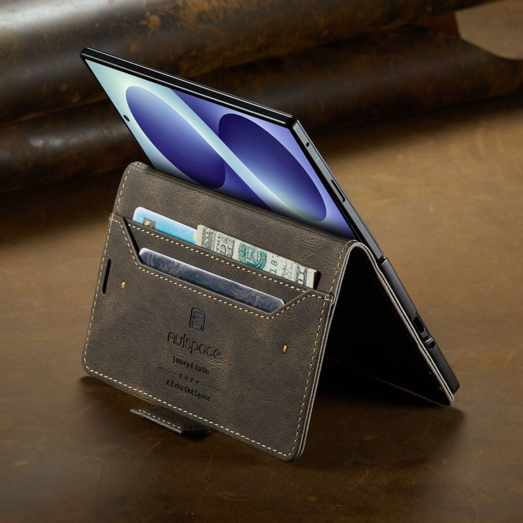 AUTSPACE Samsung Galaxy Z Fold8 Flip Cover i PU-læder med RFID-blokering - Mørkebrun