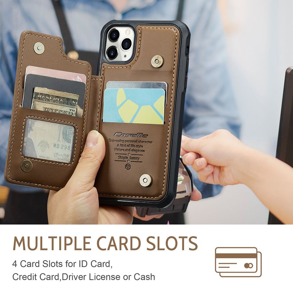 CASEME iPhone 11 Pro Cover med 5 Kortplads - Brun