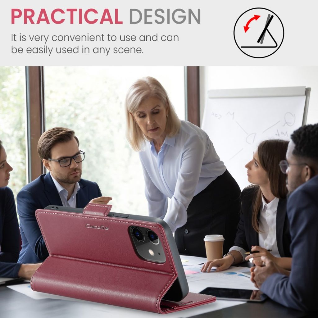 CASEME iPhone 12 Mini Wallet Cover with Stand - Red