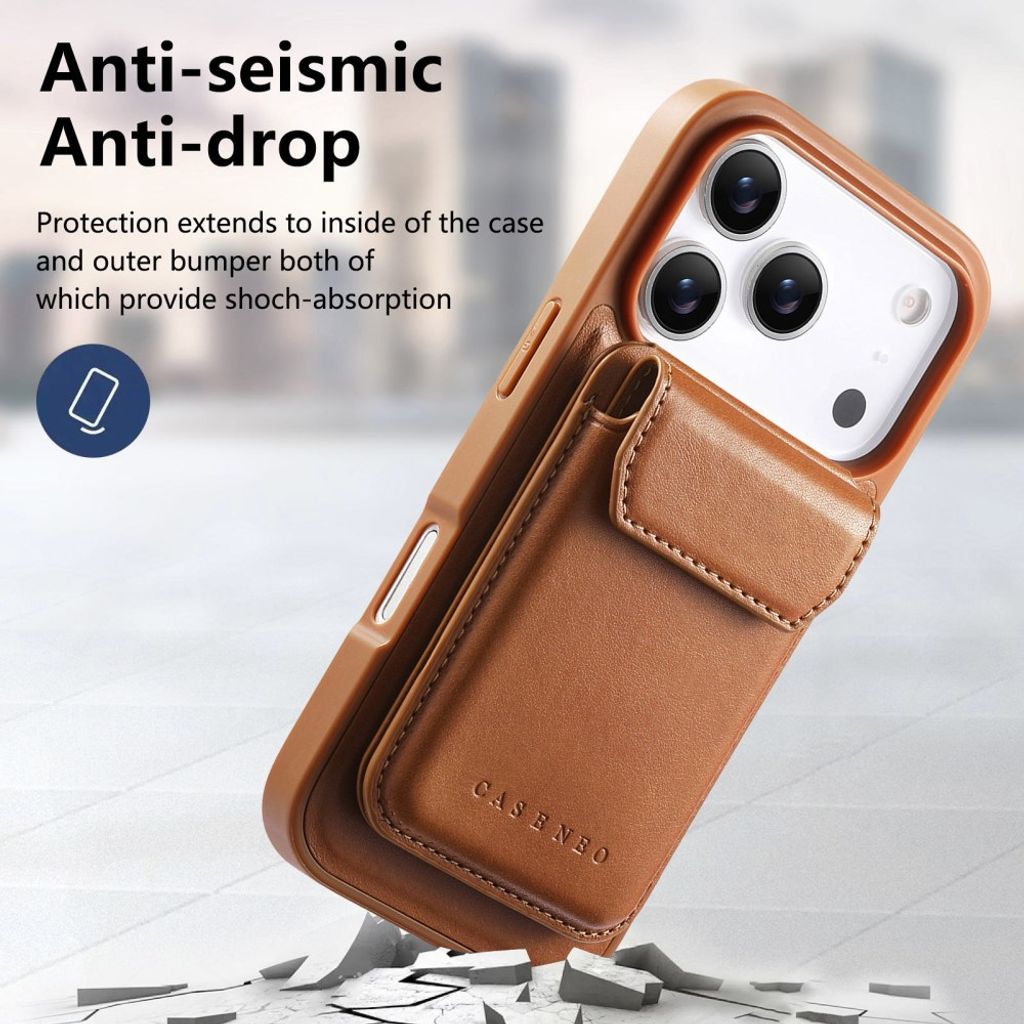CASENEO iPhone 18 Pro/17 Pro Deksel MagSafe-Kompatibel Kortholder - Brun
