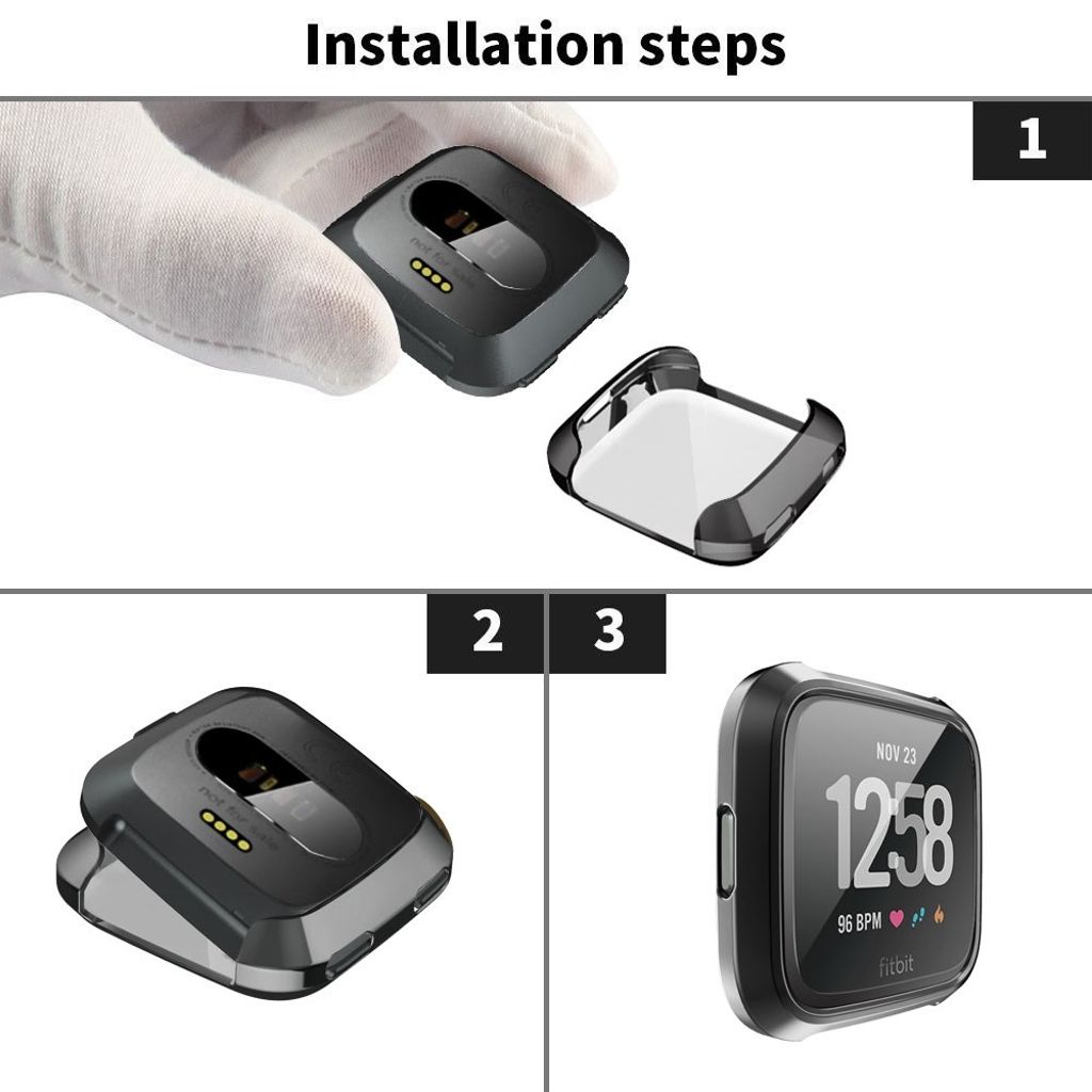 Fitbit Versa Urcover TPU Elektropletteret – Sort