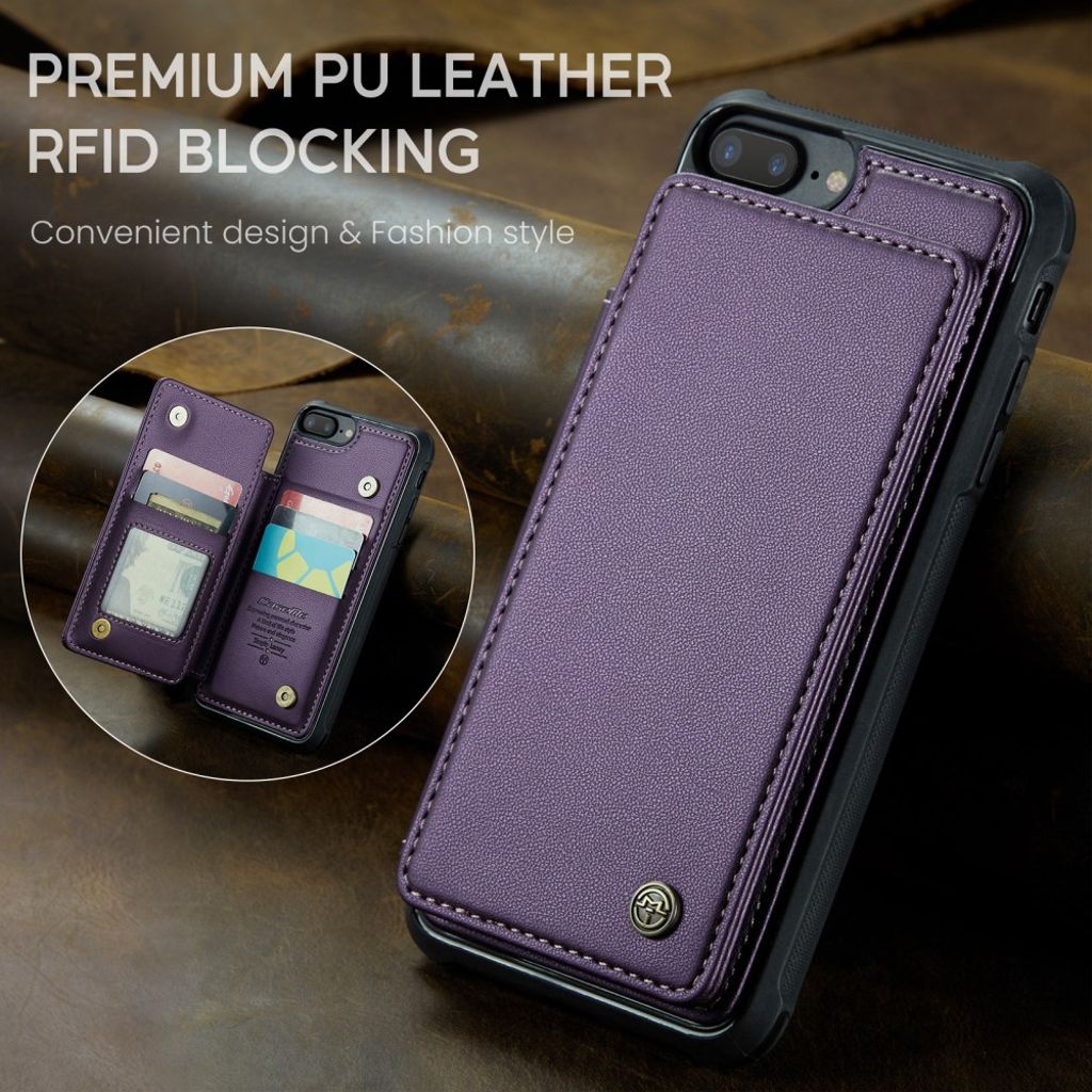 CASEME iPhone 6 Plus/6s Plus/7 Plus/8 Plus Cover med 5 Kortplads - Lilla