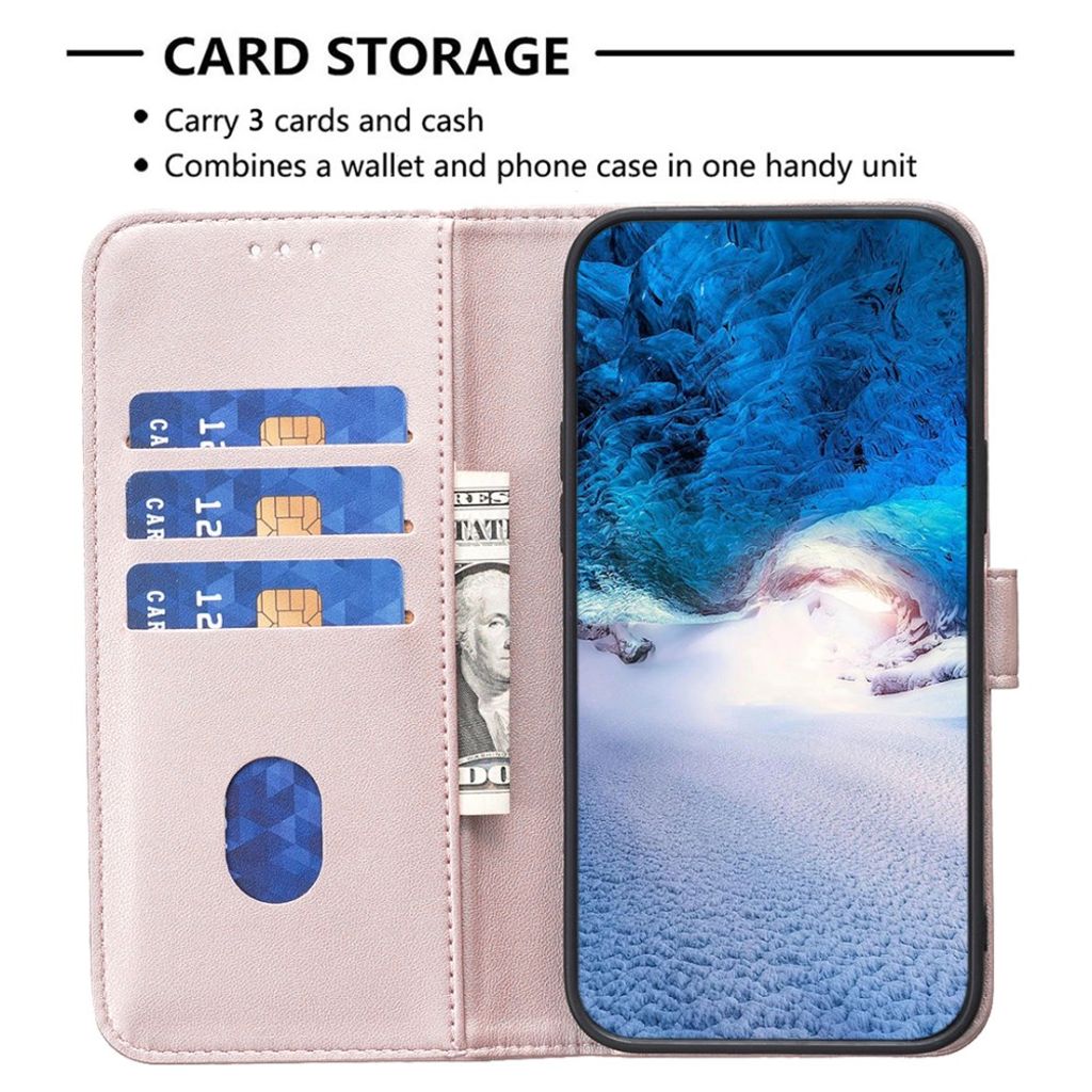 BINFEN COLOR iPhone 16 Pro Max Wallet Cover with Stand – Rose Gold