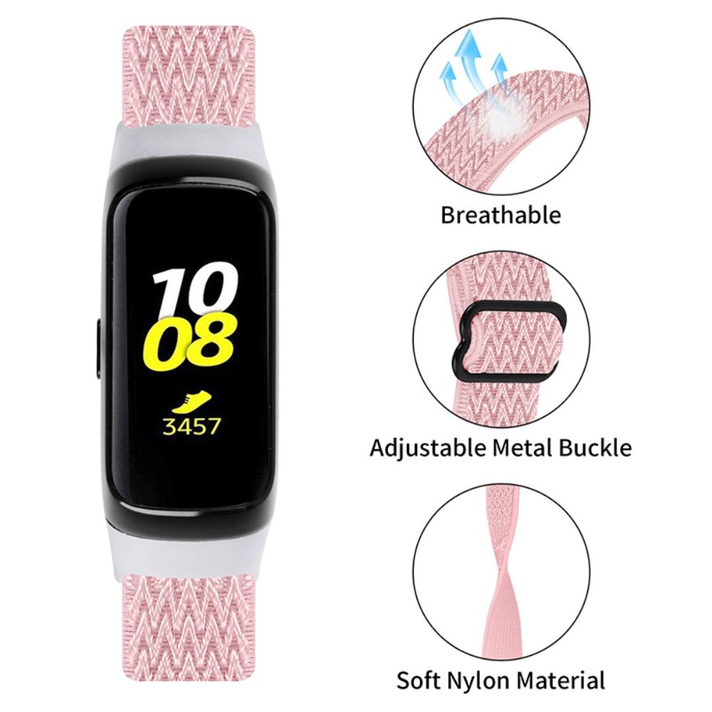 Samsung Galaxy Fit R370 Urrem Nylon Elastisk – Lyserød