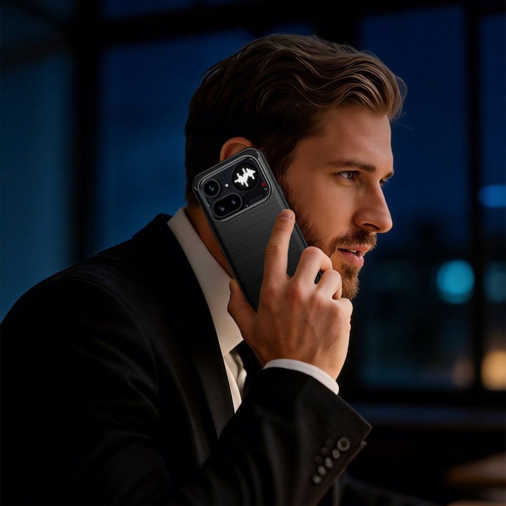 Nothing Phone (4a) Pro Deksel Karbonfibertekstur Børstet - Svart