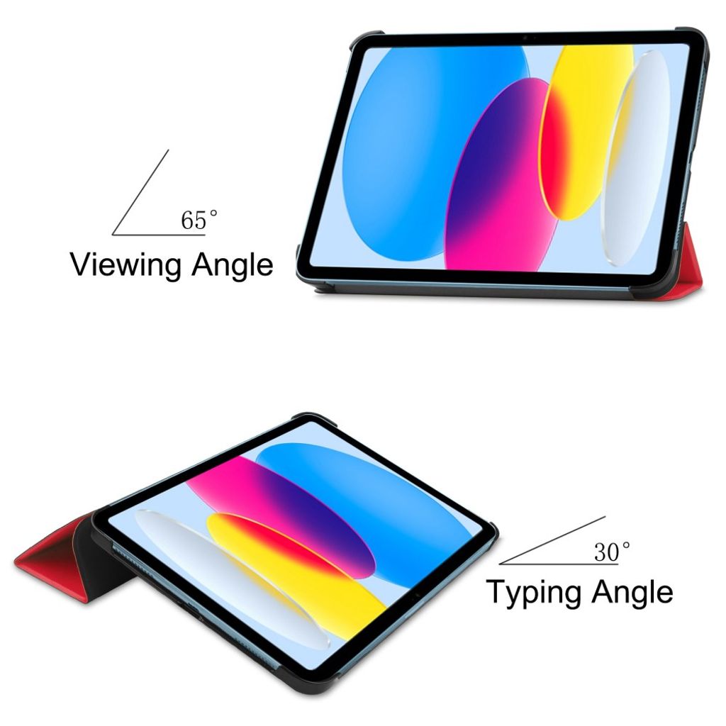iPad A16 11" 2025/10.9" 2024 Tri-fold flip cover i kunstlæder - Rød