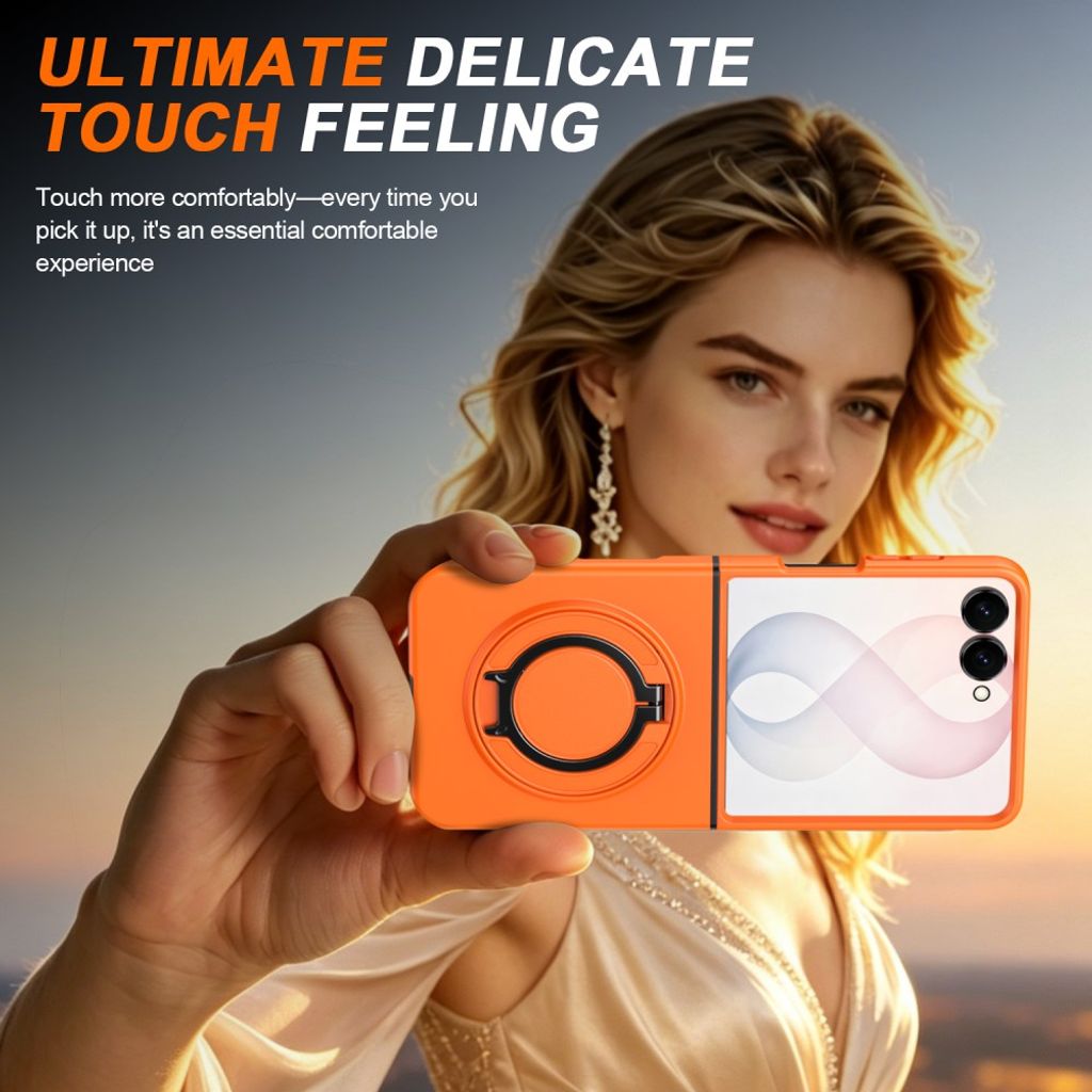 Samsung Galaxy Z Flip8 MagSafe kuori rengasjalustalla - Oranssi