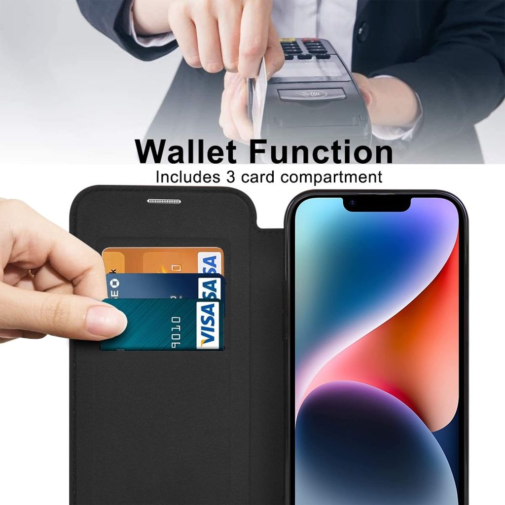 iPhone 14 Plus Plånboksfodral MagSafe RFID-blockerande - Brun