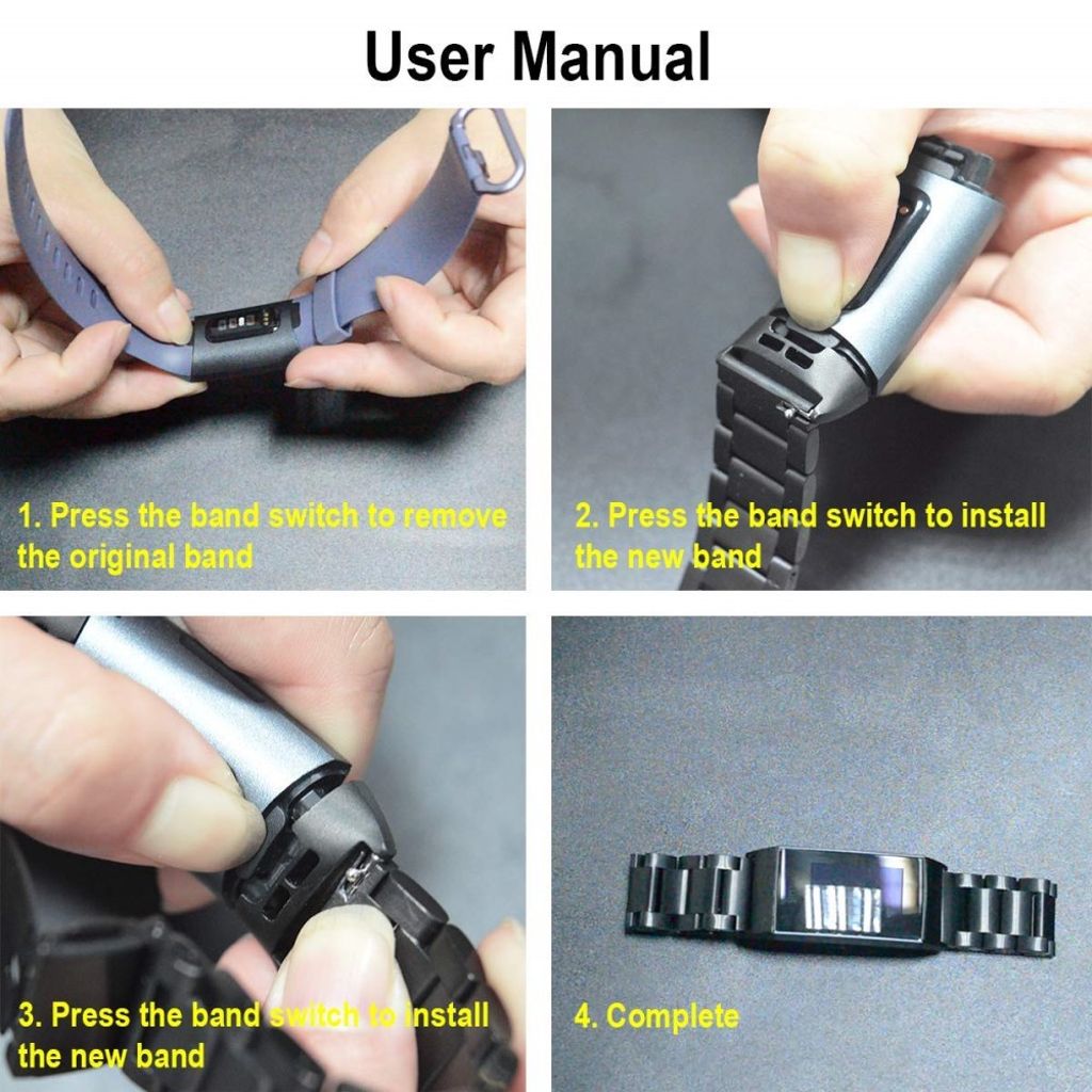 Fitbit Charge 4/Charge 3 Klokkereim Rustfritt Stål – Svart