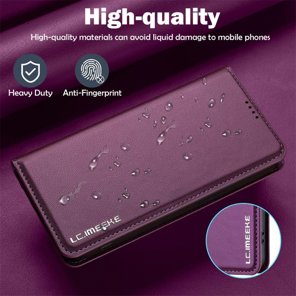 LC.IMEEKE Wallet Cover with Stand for iPhone 16e – Purple
