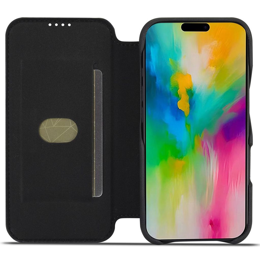 LC.IMEEKE iPhone 16 Plus Wallet Cover Card Holder Stand – Black