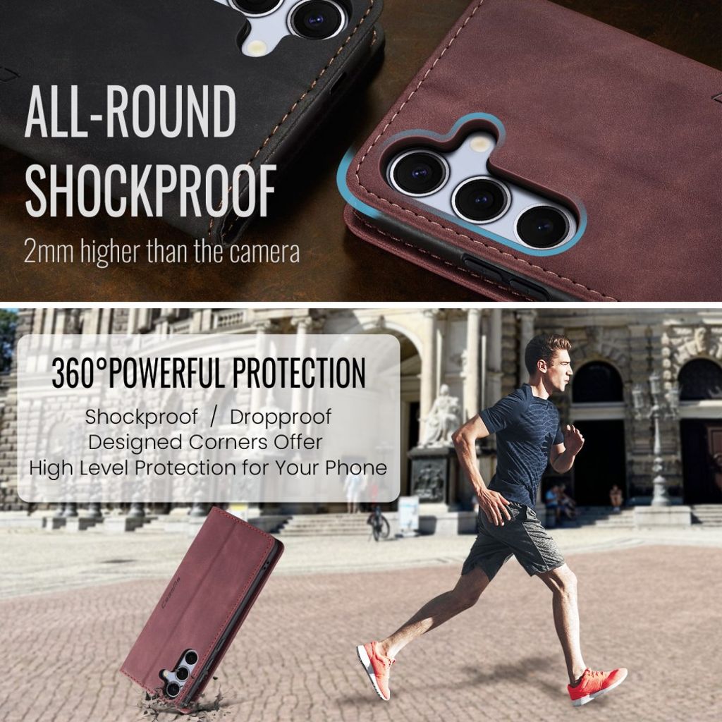 CASEME Samsung Galaxy S25 FE Plånboksfodral med Kortfack - Röd