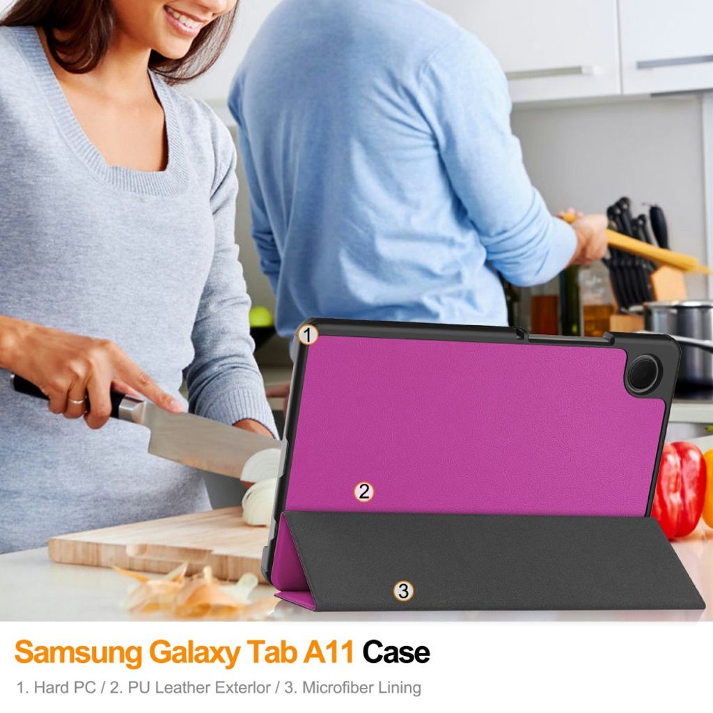 Samsung Galaxy Tab A11/A9 Etui Støtsikker Tri-Fold - Lilla