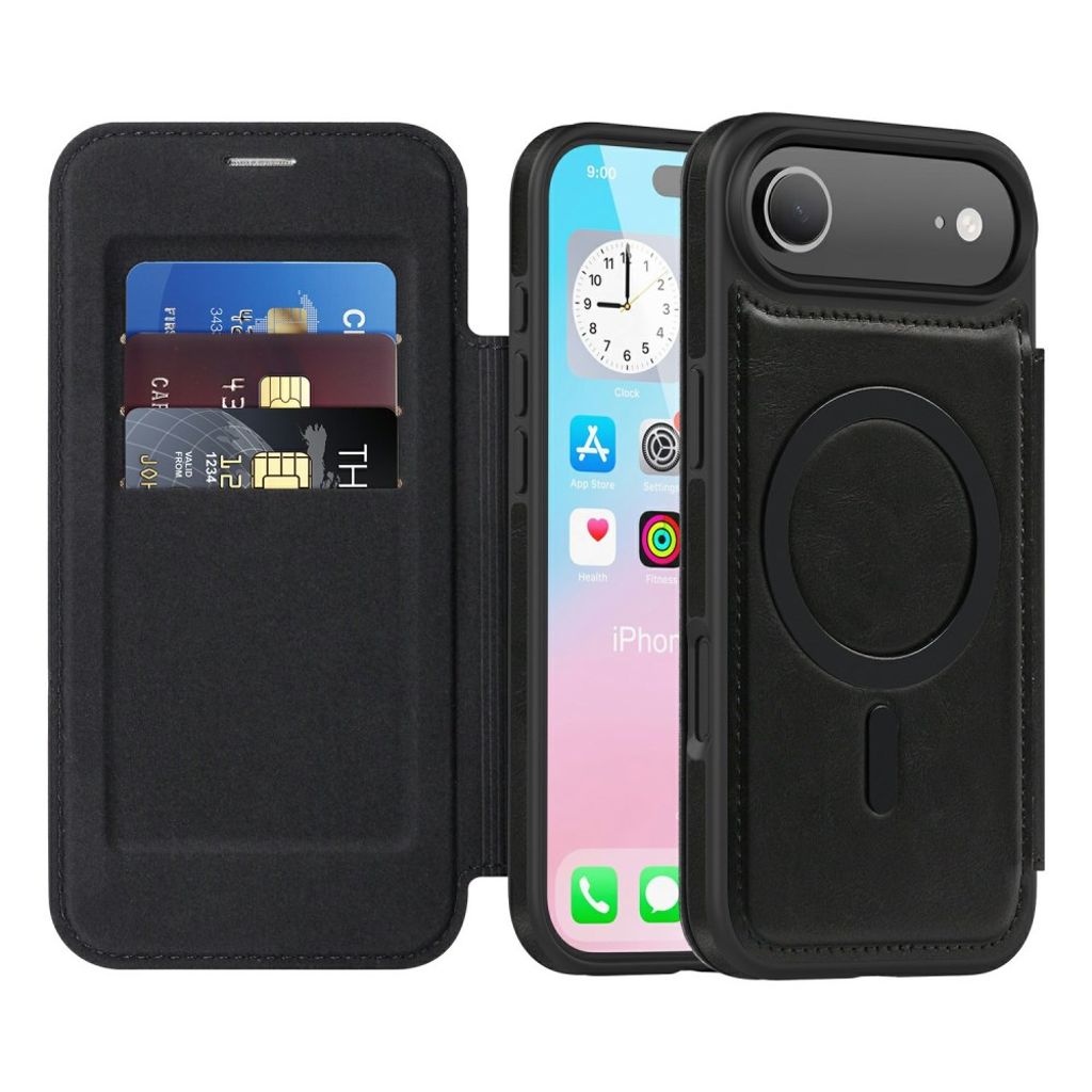 iPhone 17 Air MagSafe -kotelo korttilokerolla - musta