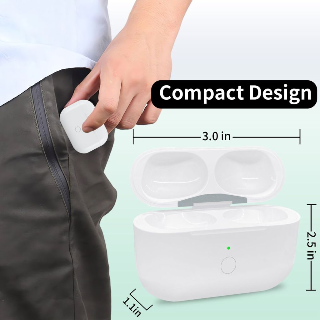 AirPods Pro/Pro 2 ladeetui med USB-C-port 680 mAh trådløs lading – hvit