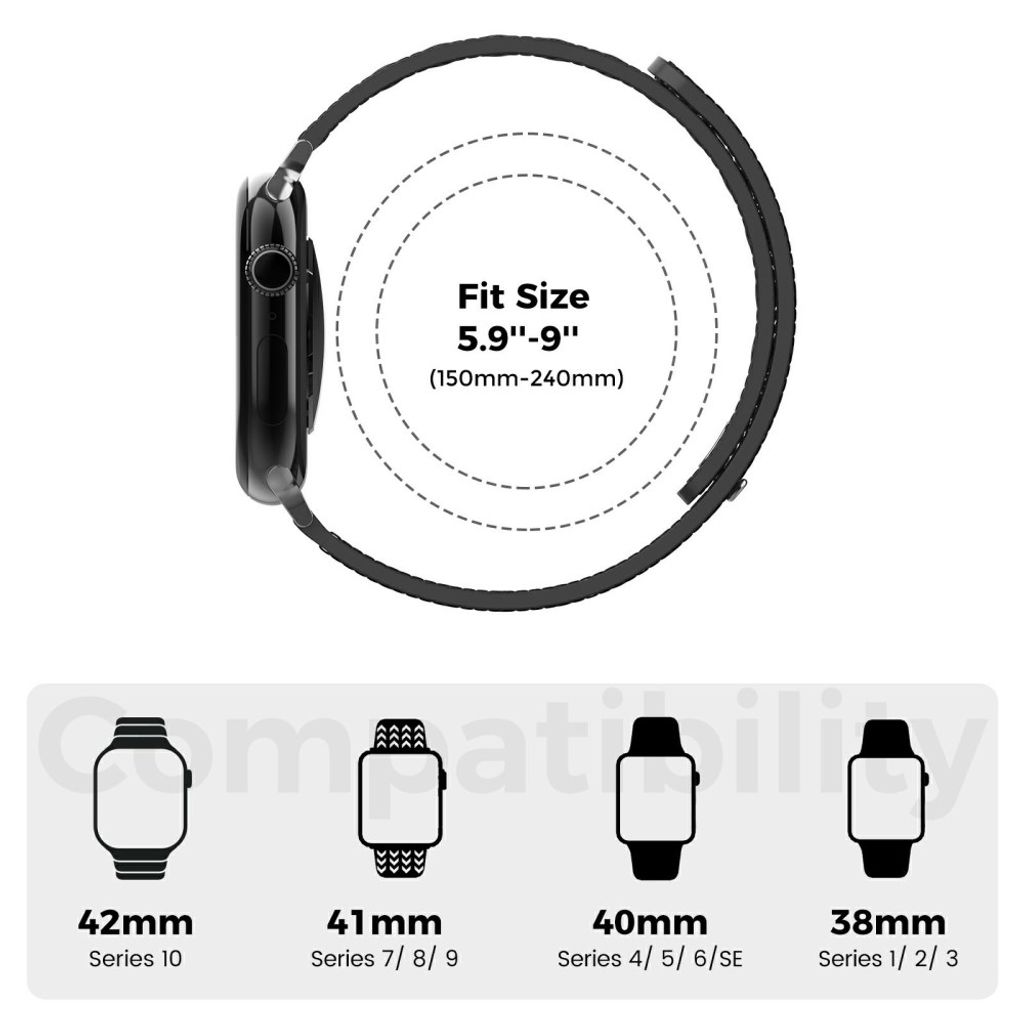 AHASTYLE BO06 Apple Watch 42/41/40/38mm Klockarmband i Läder - Svart/Orange