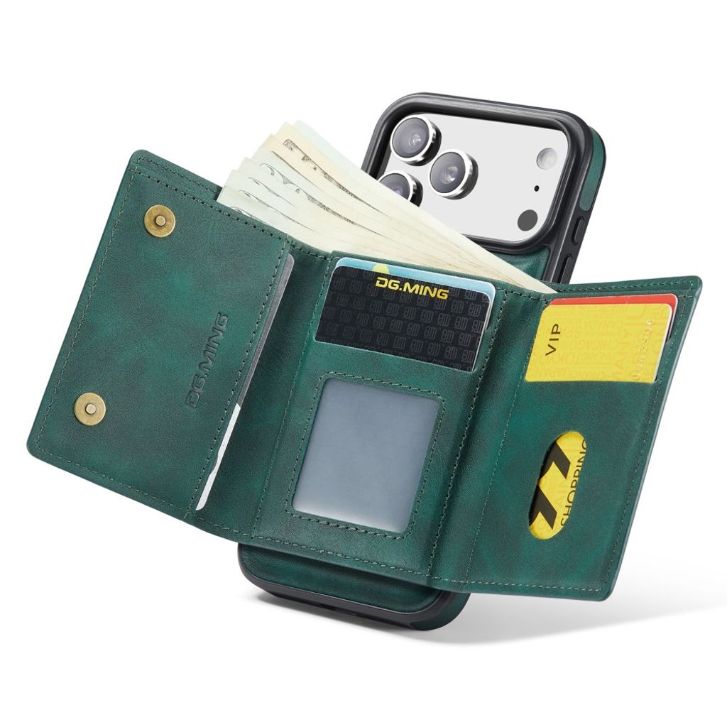 DG.MING iPhone 18 Pro/17 Pro Deksel med Magnetisk Lommebok - Grønn