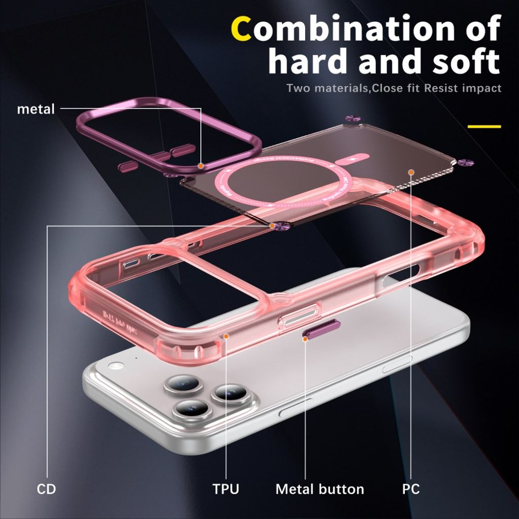 iPhone 17 Pro MagSafe-yhteensopiva Kuori - läpinäkyvä pinkki