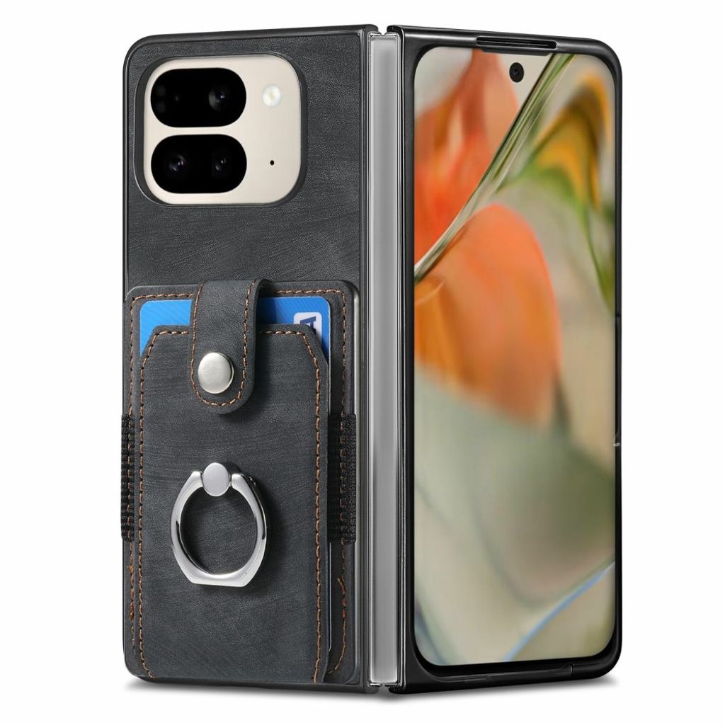 Google Pixel 9 Pro Fold 5G Cover med stativ og kortplads – Sort