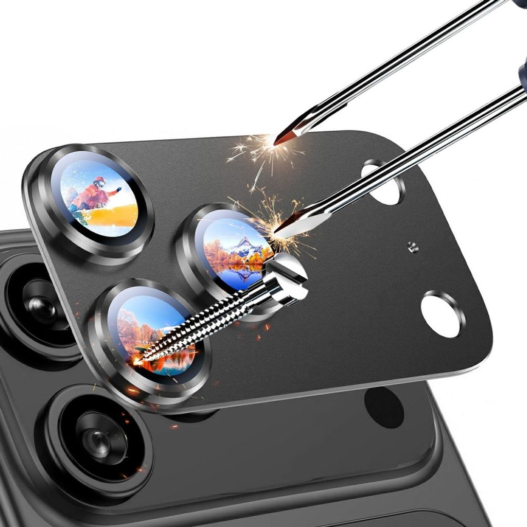 RURIHAI iPhone 18 Pro Max Kameralinssin suoja alumiinikehyksellä - Harmaa
