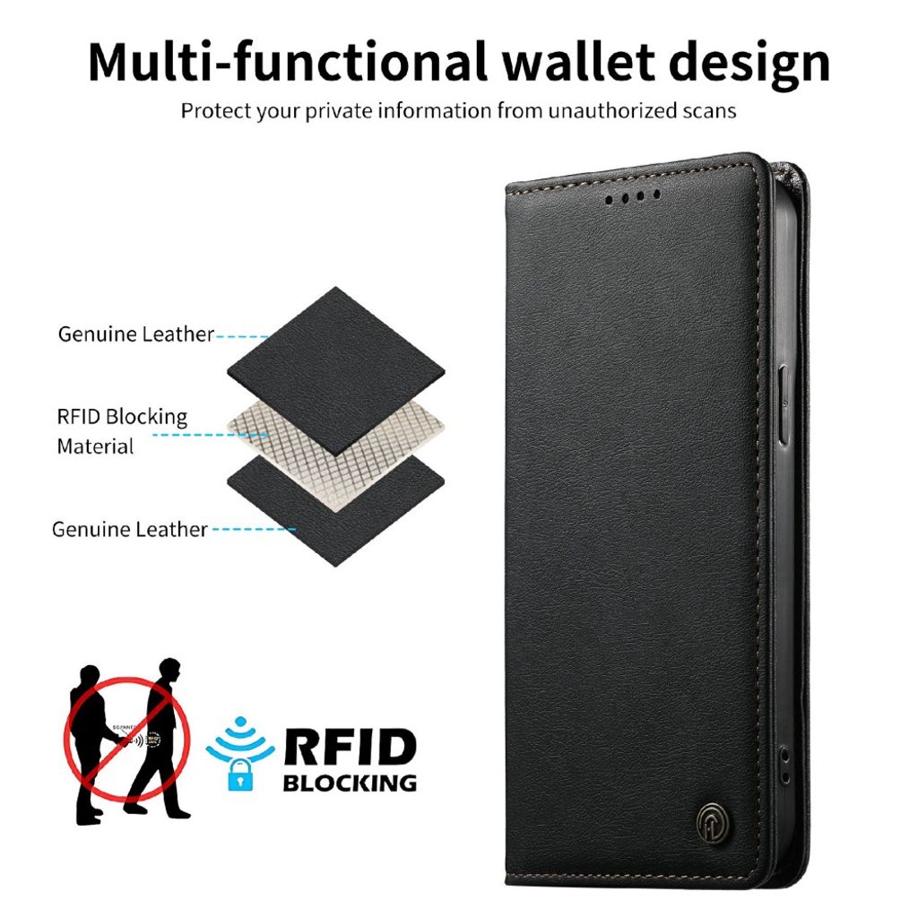 DIERFENG Xiaomi Poco C85x 5G/Redmi A7 Pro Plånboksfodral RFID - Svart