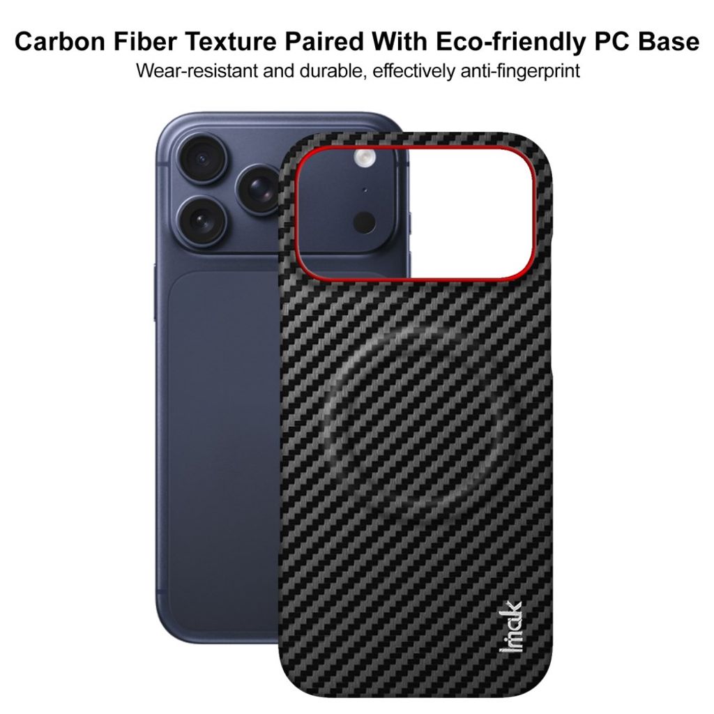 IMAK iPhone 18 Pro/17 Pro MagSafe Skal med kolfibertextur - Svart/Röd