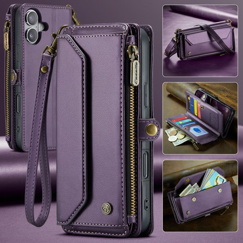 CASEME iPhone 16 Cover with 10 Card Slots - Purple