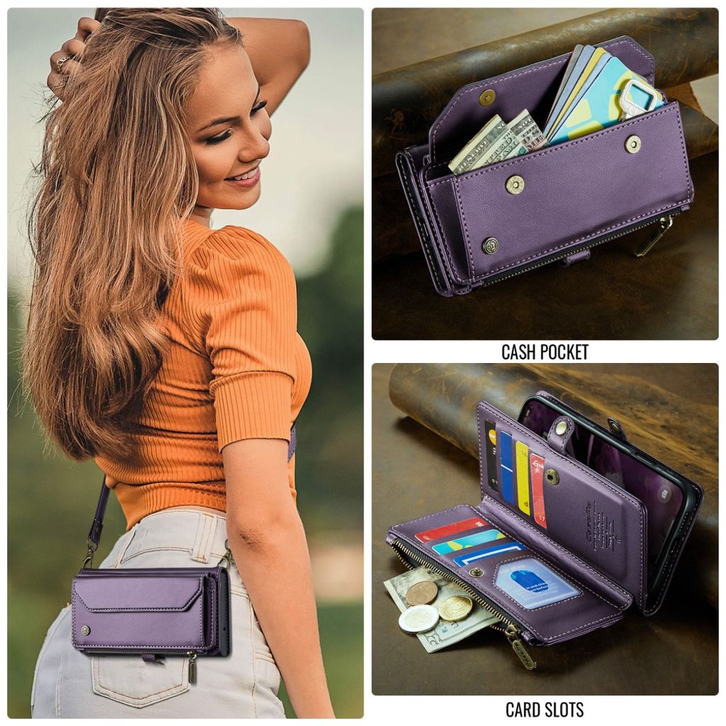 CASEME iPhone 16 Cover with 10 Card Slots - Purple