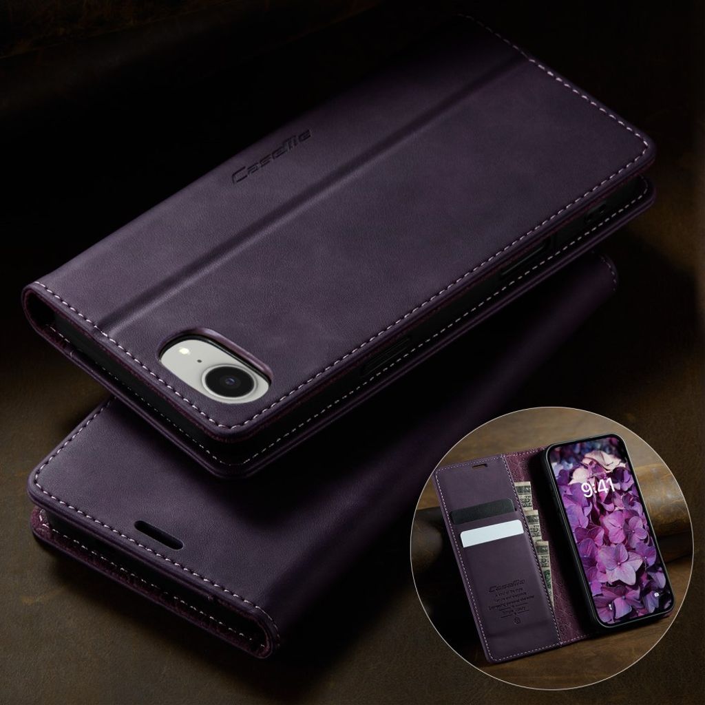CASEME iPhone 16e Plånboksfodral RFID-blockerande med Stativ – Lila
