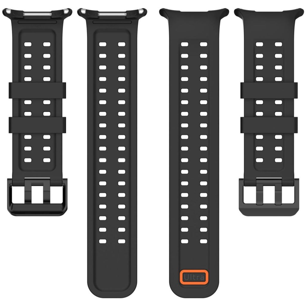 Samsung Galaxy Watch Ultra/Ultra2 silikon klokkerem med dobbeltstiftspenne - Svart