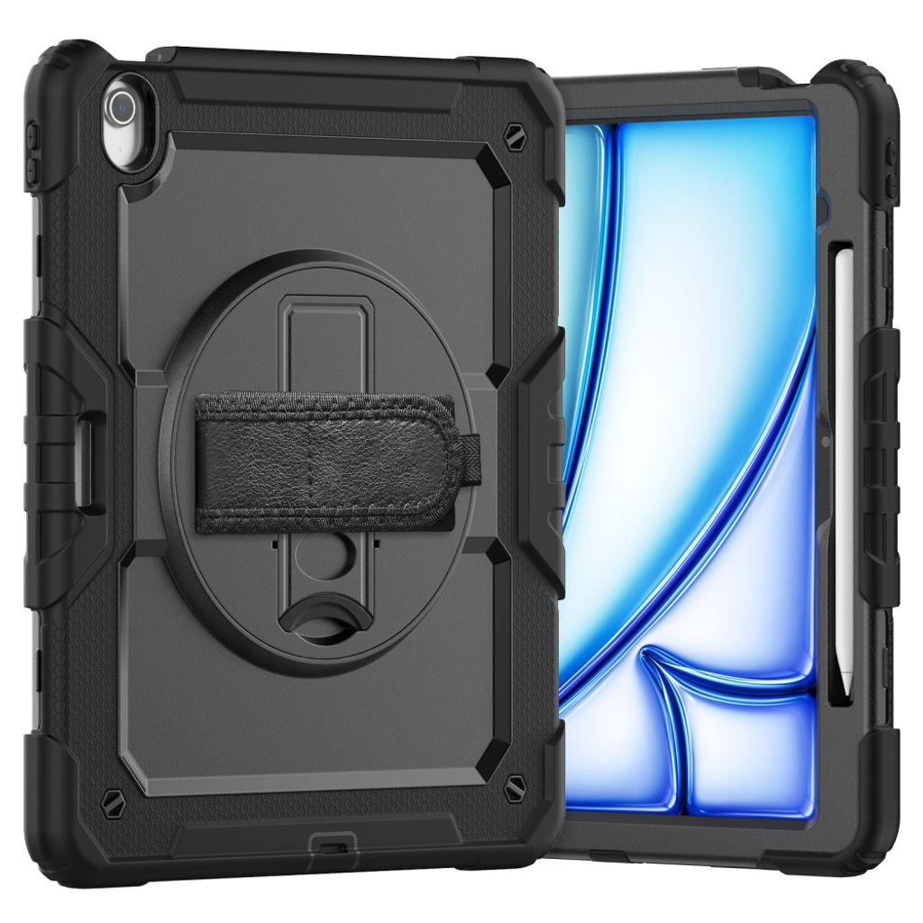 iPad Air 13" 2026/2025/2024 Cover med skærmbeskyttelse og skulderrem - Sort