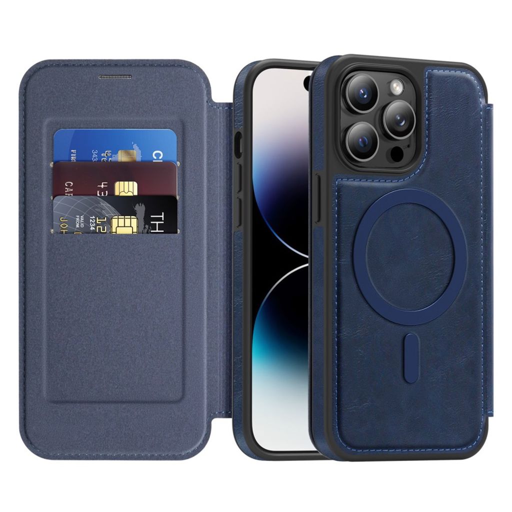 iPhone 14 Pro Max MagSafe RFID Blocking Wallet Cover - Sapphire