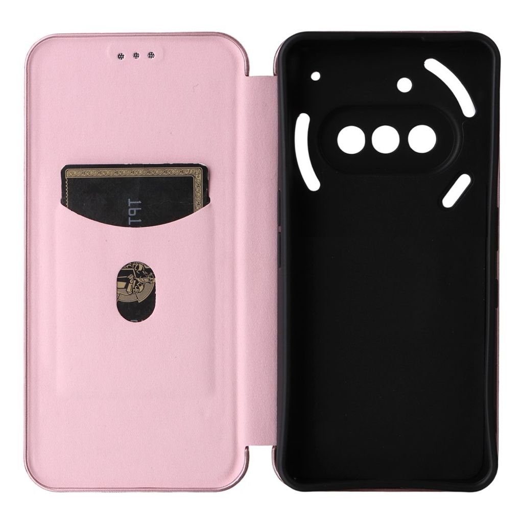 Nothing Phone (3a) Cover med PU-læder og kulfibertekstur - Rosaguld