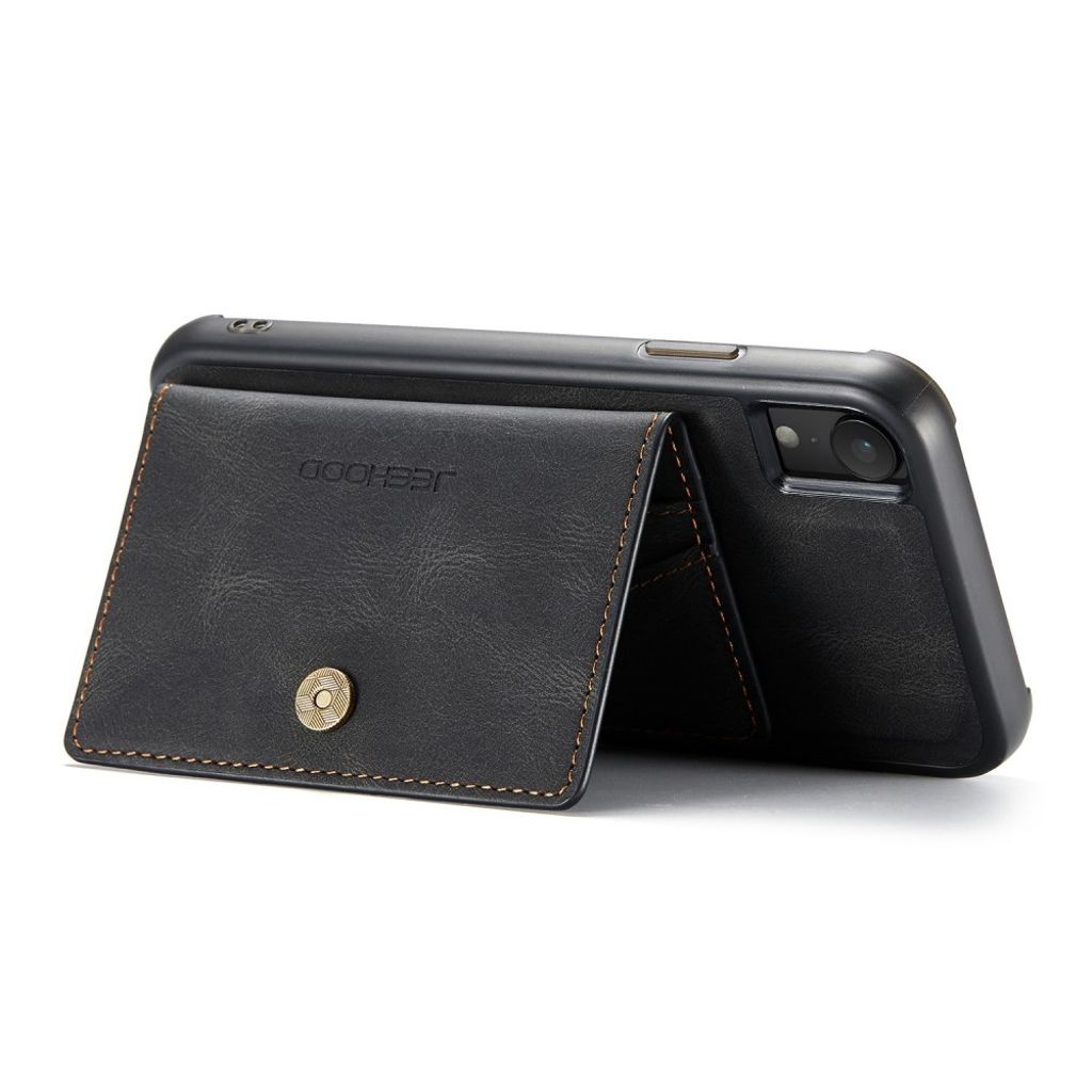 JEEHOOD Plånboksskal med Stativ för iPhone XR – Svart