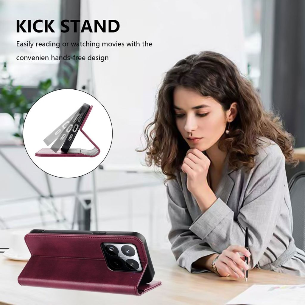 Xiaomi 15T Wallet Cover with RFID Blocking - Red