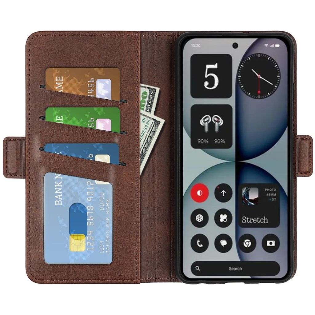 Nothing Phone (4a) Pro Lommeboketui PU-lær Kortholder - Brun