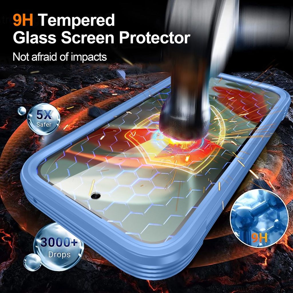 Google Pixel 10a MagSafe-kompatibelt Skal med Skärmskydd - Blå