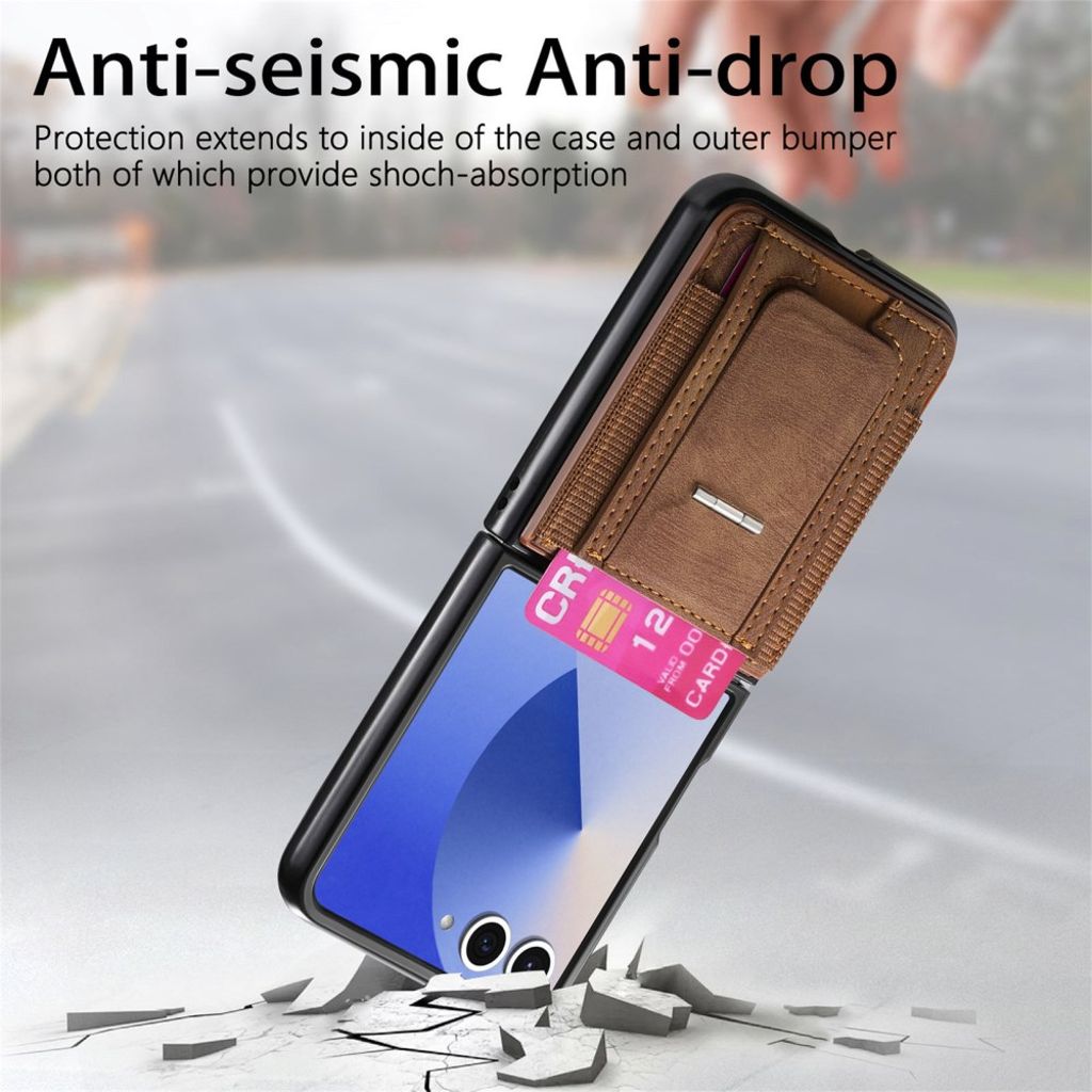 Samsung Galaxy Z Flip7 5G Skal med korthållare - Brun