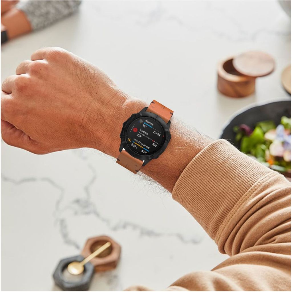 Garmin Fenix 3/3HR/5X/5X Plus/6X Klokkereim Ekte Lær - Brun