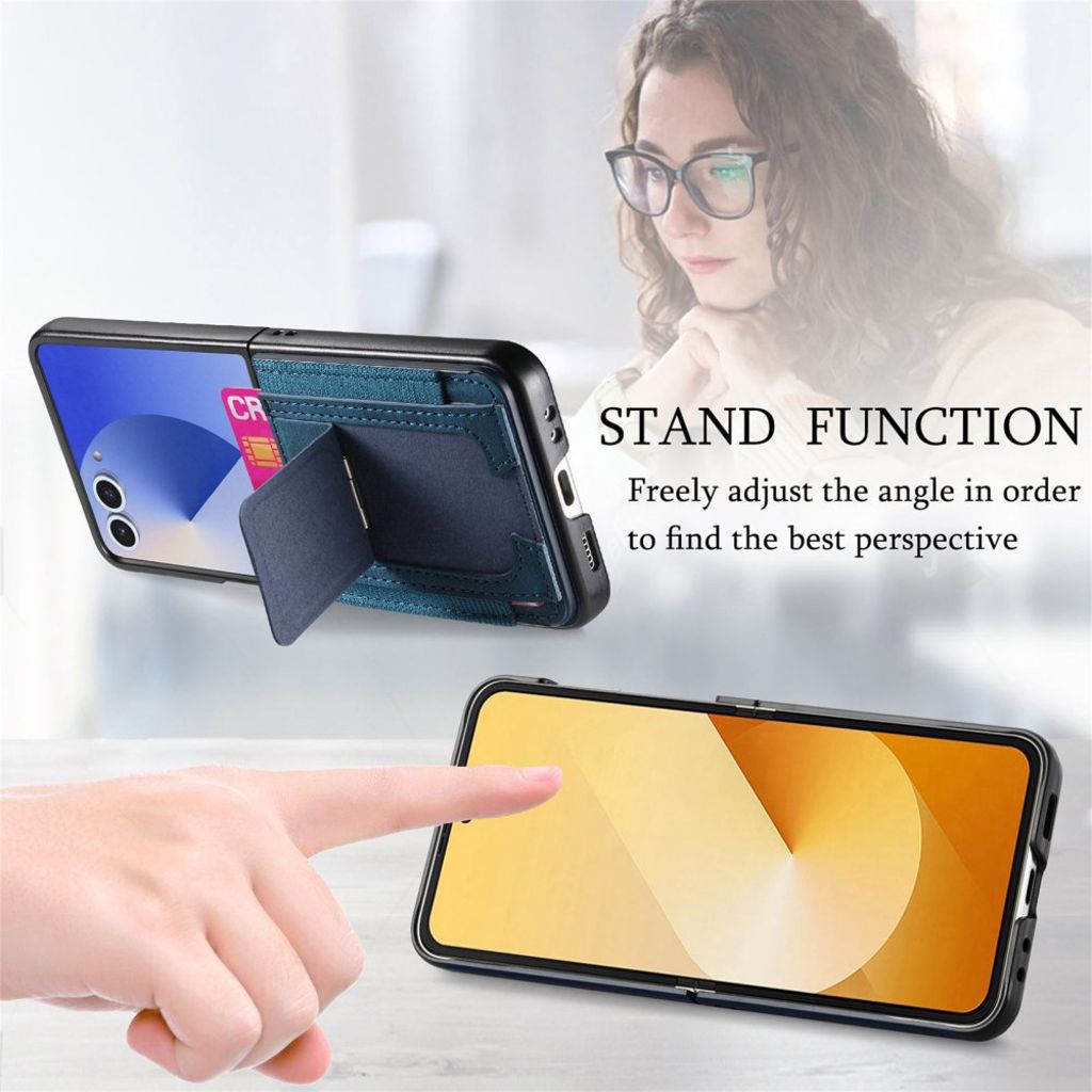 Samsung Galaxy Z Flip7 5G Skal med korthållare - Blå