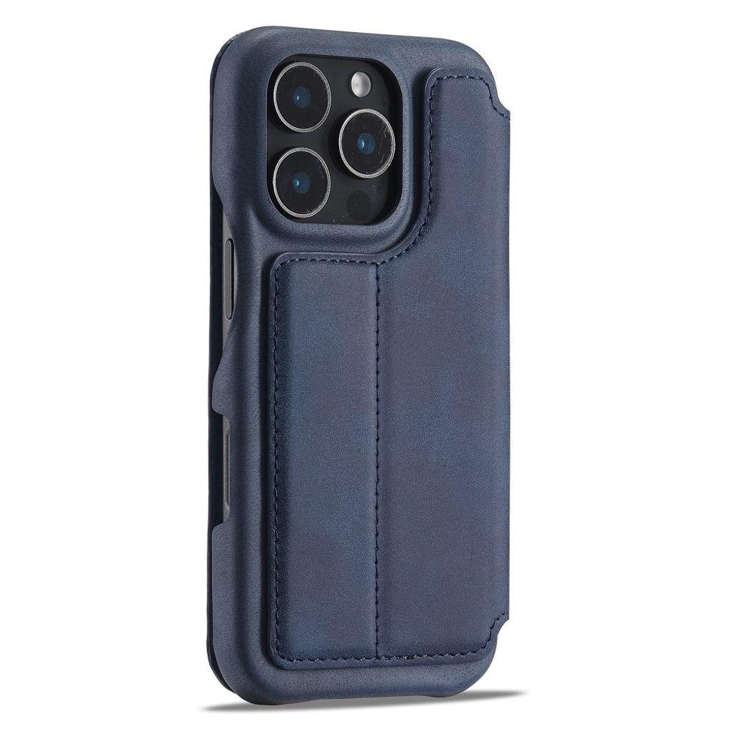 LC.IMEEKE iPhone 16 Pro Max Wallet Cover Card Holder Stand – Blue