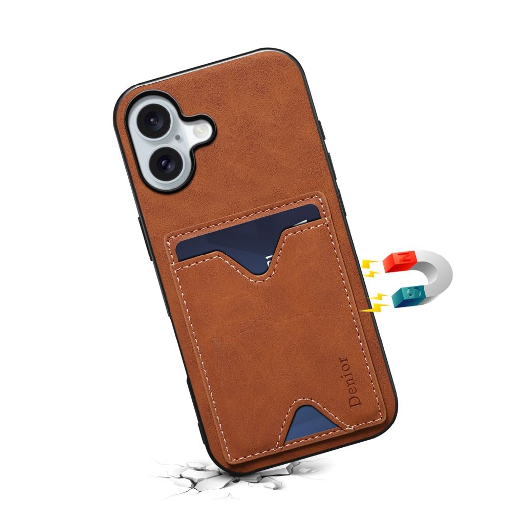 DENIOR iPhone 17 Cover med Stativ - Brun