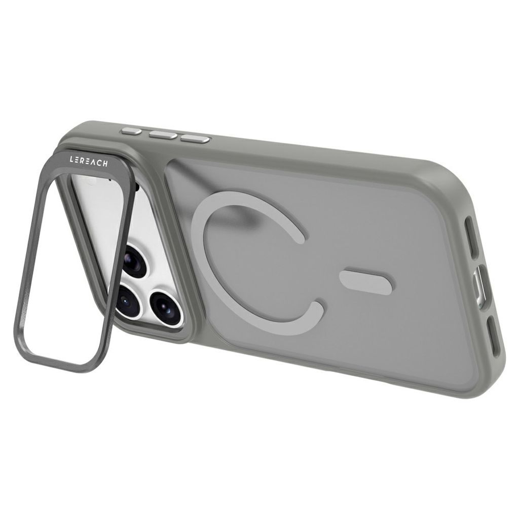 LEREACH iPhone 18 Pro Max/17 Pro Max MagSafe Kuori jalustalla - Harmaa