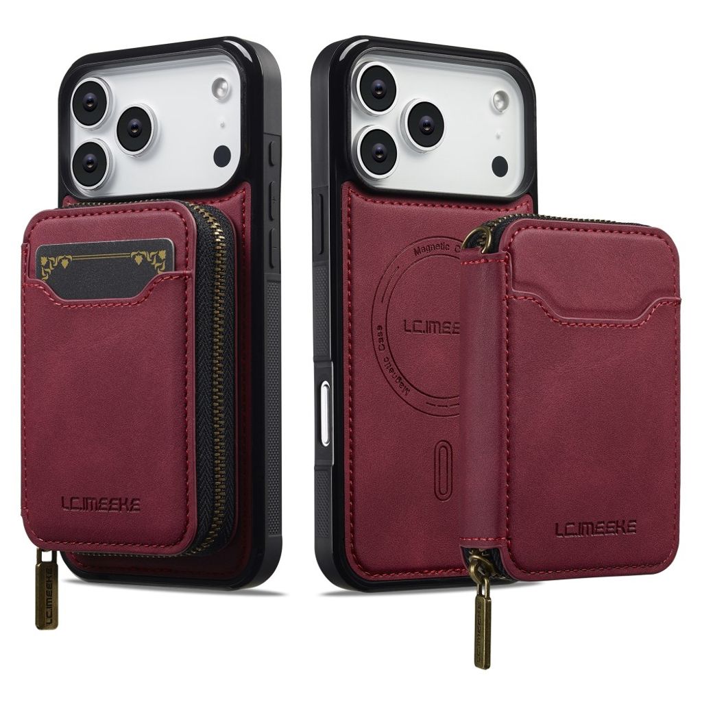 LC.IMEEKE iPhone 18 Pro Max/17 Pro Max MagSafe-kuori lompakolla - Punainen
