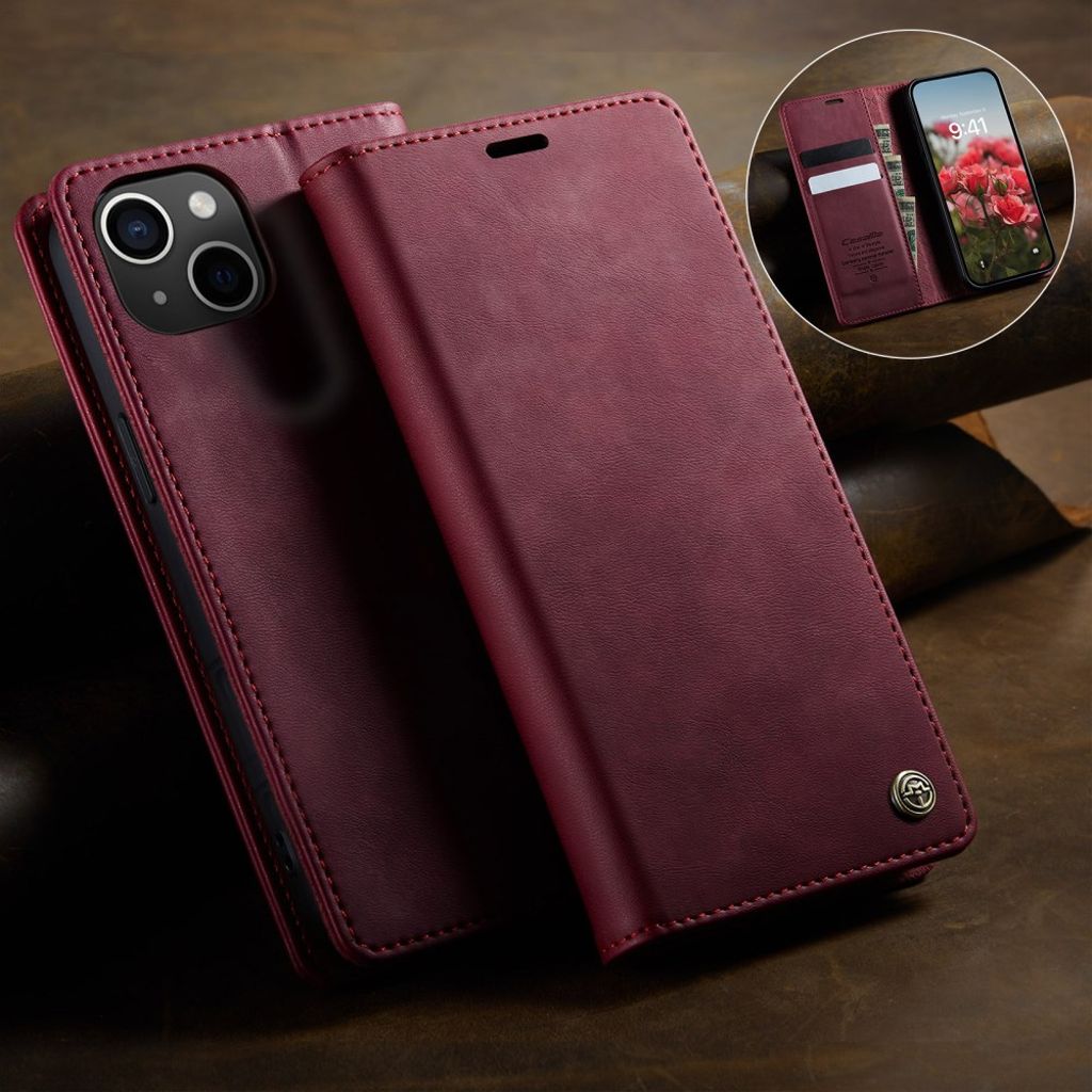 CASEME iPhone 14 Pungetui RFID-blokerende Stativ - Rød