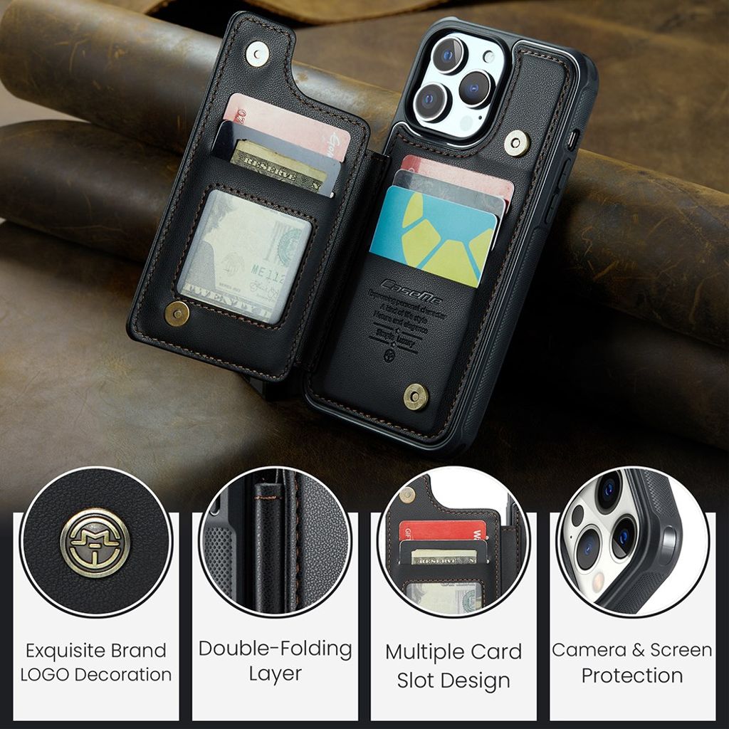 CASEME iPhone 12 Pro Max Cover med Pung - Sort